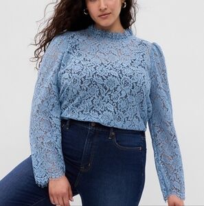 GAP Sky Blue Lace Top Size XXL